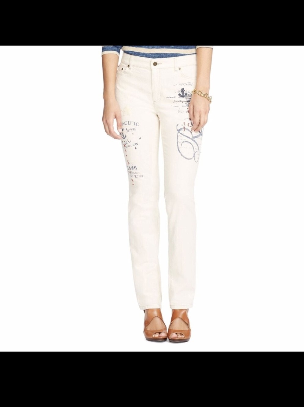 Lauren Ralph Lauren Sailing Pants Printed Patched Size 4